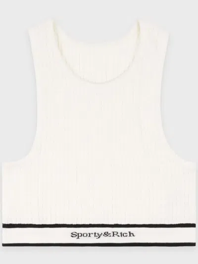 SPORTY AND RICH CABLE-KNIT SPORTS BRA