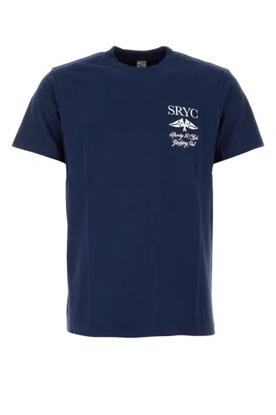 SPORTY AND RICH DARK BLUE COTTON T-SHIRT