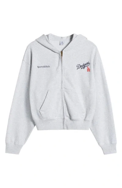 SPORTY AND RICH SPORTY & RICH DODGERS SERIF CROP FULL ZIP GRAPHIC HOODIE