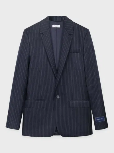 SPORTY AND RICH PINSTRIPE TAILORED BLAZER