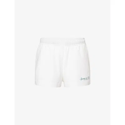 SPORTY AND RICH WOMENS WHITE LUCY LOGO-PRINT COTTON-JERSEY SHORTS XS