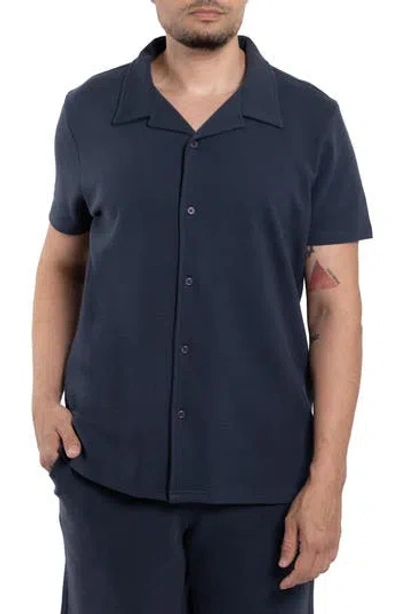 SPRING + MERCER SPRING + MERCER CLASSIC FIT TEXTURED KNIT CAMP SHIRT