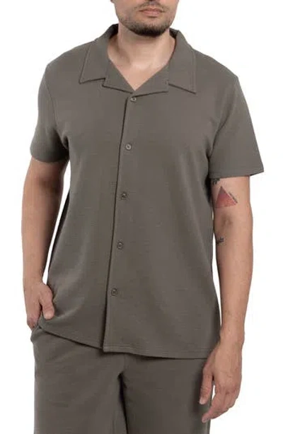 SPRING + MERCER SPRING + MERCER CLASSIC FIT TEXTURED KNIT CAMP SHIRT