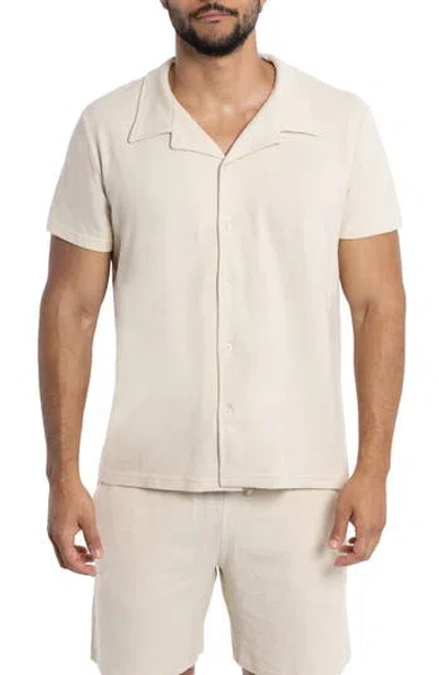 SPRING + MERCER SPRING + MERCER RELAXED COTTON & HEMP BUTTON-DOWN POLO