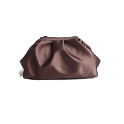 SPRINGMOONATELIER WOMEN'S BROWN MOCHA MOUSSE – SATIN CLUTCH EVENING BAG