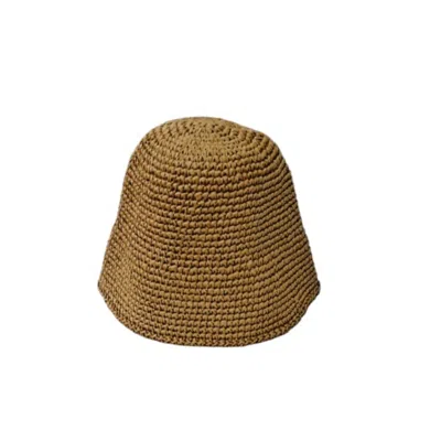 SPRINGMOONATELIER WOMEN'S BROWN RAFFIA BUCKET CUSTOM SUMMER HAT