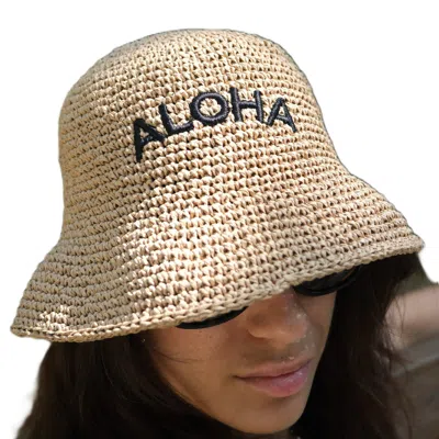SPRINGMOONATELIER WOMEN'S BROWN SUMMER FESTIVAL BUCKET HATS ALOHA