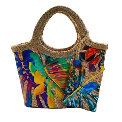 SPRINGMOONATELIER WOMEN'S COLORFUL JUTE STRAW BEACH BAG - SMALL