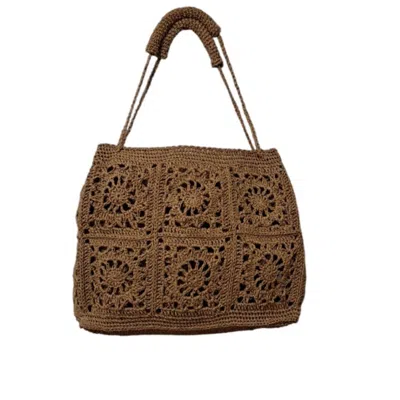 SPRINGMOONATELIER WOMEN'S HANDCRAFTED BROWN RAFFIA ELEGANCE BAG