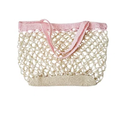 SPRINGMOONATELIER WOMEN'S NEUTRALS HANDWOVEN RAFFIA BAG - PINK
