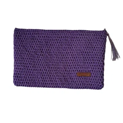 SPRINGMOONATELIER WOMEN'S HANDMADE PURPLE  COTTON CLUTCH BAG