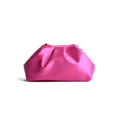 SPRINGMOONATELIER WOMEN'S PINK ROYAL FUCHSIA SATIN EVENING BAG
