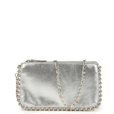 SPRINGMOONATELIER WOMEN'S VERY SPECIAL LUXURY SILVER COLOR CROSS STRAP PARTY BAG
