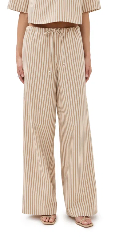 SPRWMN BAGGY EASY PANTS CAMEL STRIPE