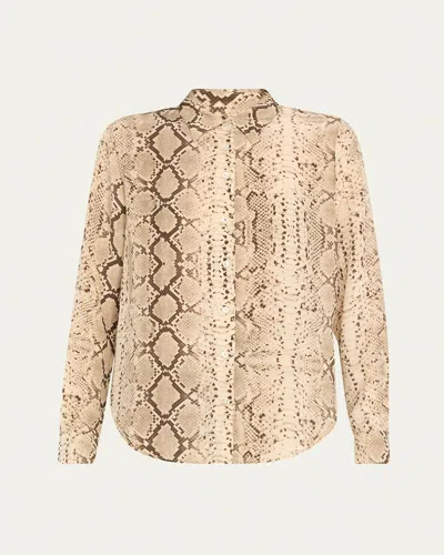 SPRWMN SNAKE FITTED BUTTON-FRONT SILK SHIRT