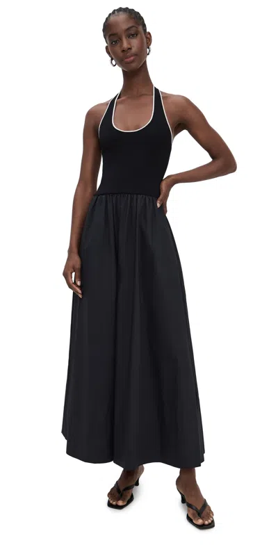 ST AGNI HALTER GATHERED DRESS BLACK