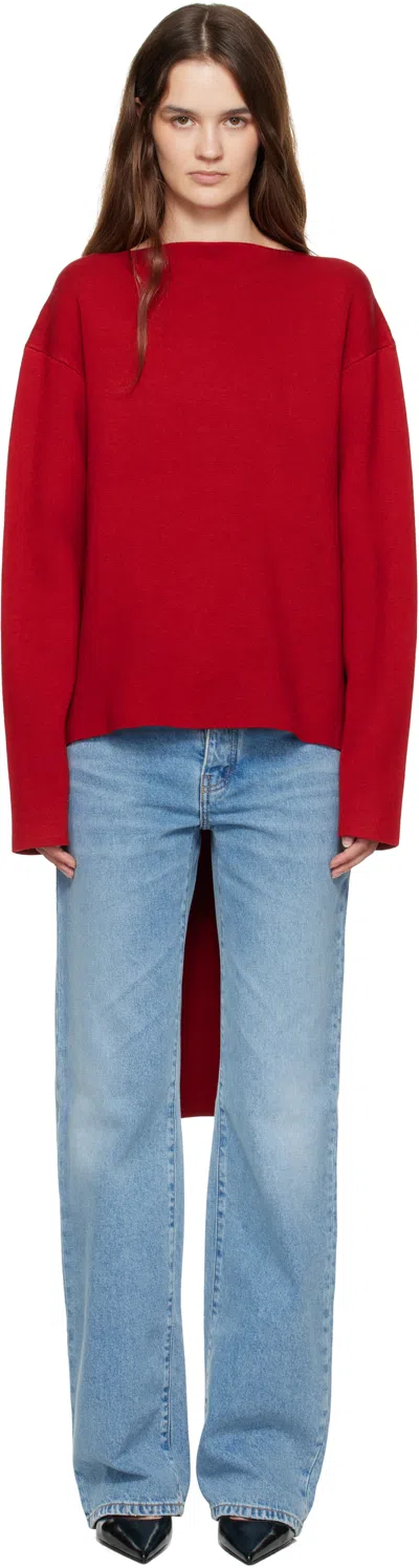 ST AGNI RED MILANO KNIT SCARF SWEATER