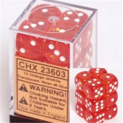 ST-HOBBY CHESSEX TRANSLUCENT ORANGE & WHITE D6 DICE BLOCK