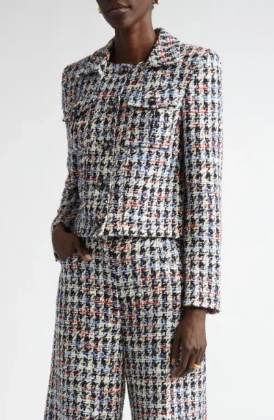 ST JOHN ST. JOHN AMERICANA HOUNDSTOOTH EYELASH TWEED JACKET