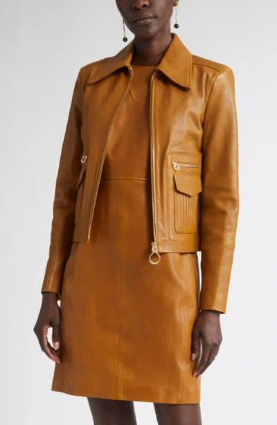 ST JOHN ST. JOHN KRISTEN WASHED LEATHER CROP JACKET