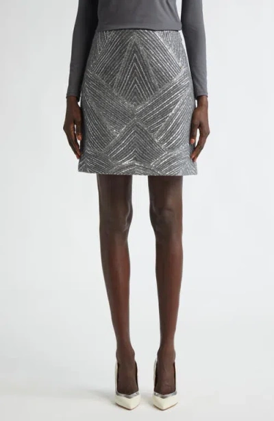 ST JOHN ST. JOHN SEQUIN CHEVRON EMBELLISHED A-LINE SKIRT