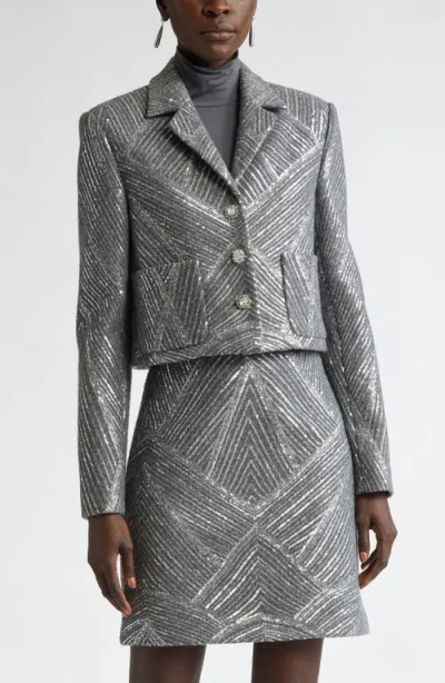 ST JOHN ST. JOHN SEQUIN CHEVRON EMBELLISHED JACKET