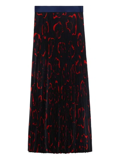 ST JOHN FLORAL-PRINT PLEATED MIDI SKIRT