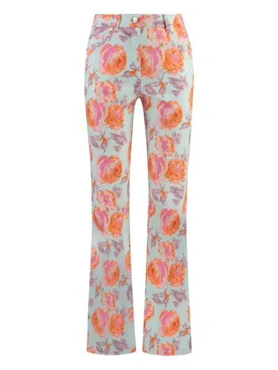 ST JOHN FLORAL-PRINTED FLARED TROUSERS
