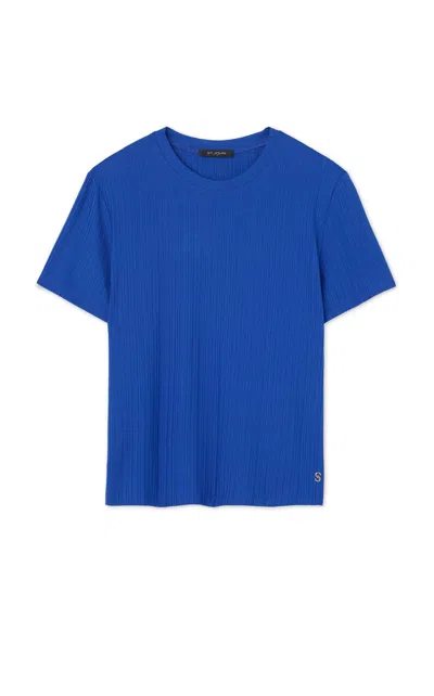 ST JOHN RIB JERSEY KNIT TEE