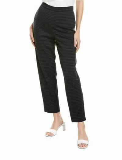 ST JOHN TECH JERSEY CROPPED ECRU GRID PRINT PANTS IN BLUE