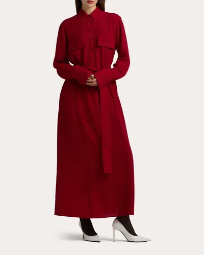 ST JOHN WOMEN'S BELTED CREPE MAXI SHIRT DRESS