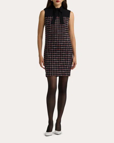 ST JOHN WOMEN'S BOW-DETAIL TWEED MINI DRESS