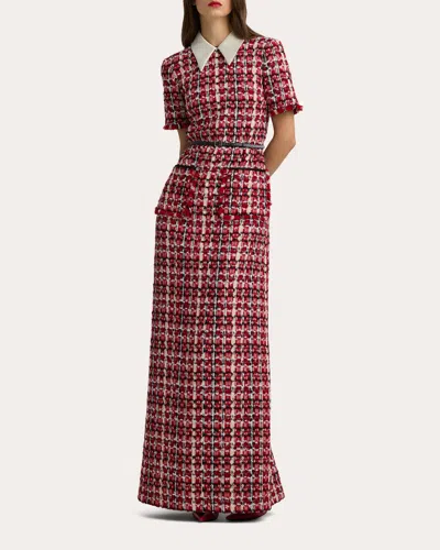 ST JOHN WOMEN'S TWEED KNIT MAXI DRESS