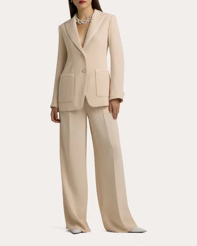 ST JOHN WOMEN'S SATIN-TRIM CREPE BLAZER