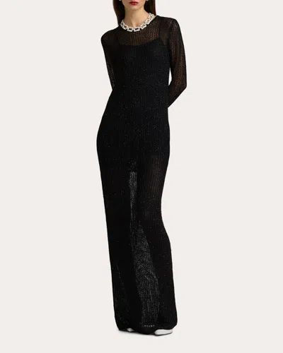 ST JOHN WOMEN'S SEQUIN-EMBELLISHED MESH KNIT GOWN