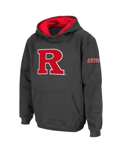STADIUM ATHLETIC BIG BOYS STADIUM ATHLETIC CHARCOAL RUTGERS SCARLET KNIGHTS BIG LOGO PULLOVER HOODIE