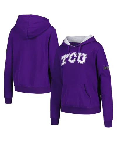 STADIUM ATHLETIC WOMEN'S STADIUM ATHLETIC PURPLE TCU HORNED FROGS BIG LOGO PULLOVER HOODIE
