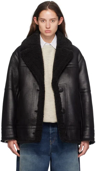 STAND STUDIO BLACK LOUISA FAUX-LEATHER JACKET