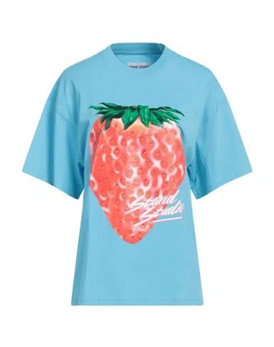 STAND STUDIO STAND STUDIO WOMAN T-SHIRT SKY BLUE SIZE M ORGANIC COTTON