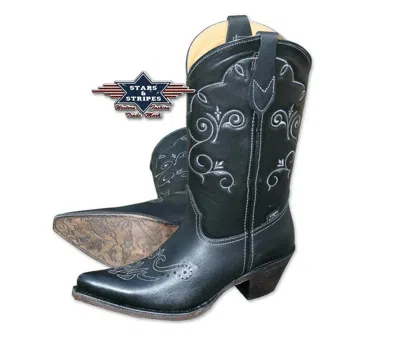 STARS & STRIPES DAMEN COWBOYSTIEFEL WESTERNSTIEFEL SCHWARZ STARS&STRIPES