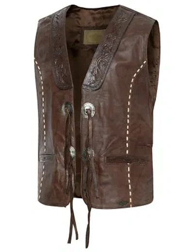 STARS & STRIPES WESTERNWESTE HERRENWESTE LEDERWESTE BIKER COWBOY HERREN WESTE »ALAMO« BRAUN