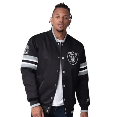STARTER STARTER  BLACK LAS VEGAS RAIDERS SCOUT I FULL-SNAP VARSITY JACKET
