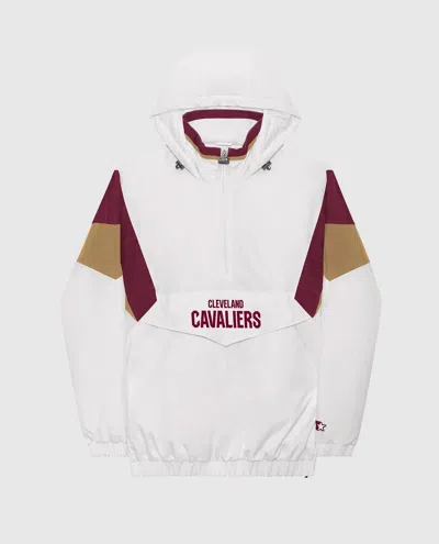 STARTER MEN'S CLEVELAND CAVALIERS THE BREAKAWAY NYLON HALF-ZIP JACKET IN WHITE