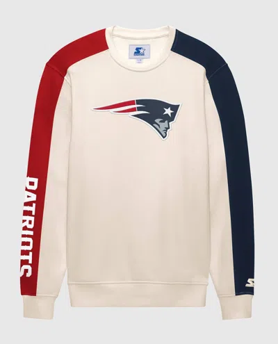 STARTER MEN'S NEW ENGLAND PATRIOTS TEAM CREW LONG SLEEVE SHIRT IN CREAM