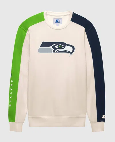 STARTER MEN'S SEATTLE SEAHAWKS TEAM CREW LONG SLEEVE SHIRT IN CREAM