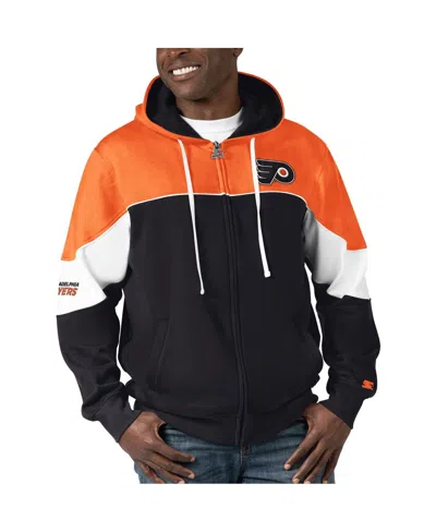 STARTER MEN'S STARTER BLACK, ORANGE PHILADELPHIA FLYERS POWER FORWARD FULL-ZIP HOODIE