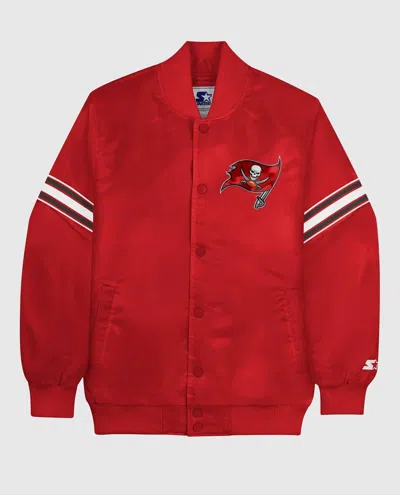 STARTER MEN'S TAMPA BAY BUCCANEERS SATIN FULL-SNAP JACKET IN RED