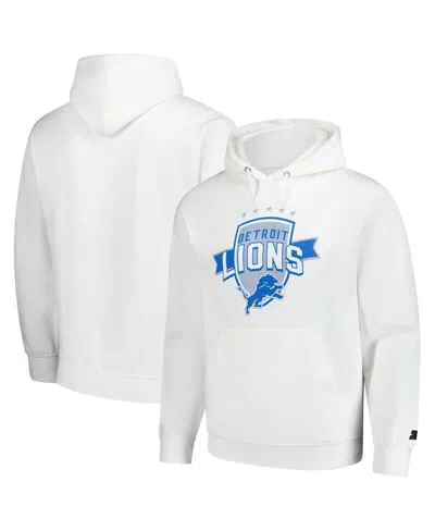 STARTER MEN'S WHITE DETROIT LIONS VINTAGE PULLOVER HOODIE