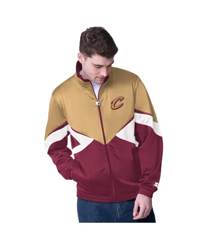 STARTER MEN'S WINE CLEVELAND CAVALIERS RUSH APPLIQUE FULL-ZIP TRACK JACKET