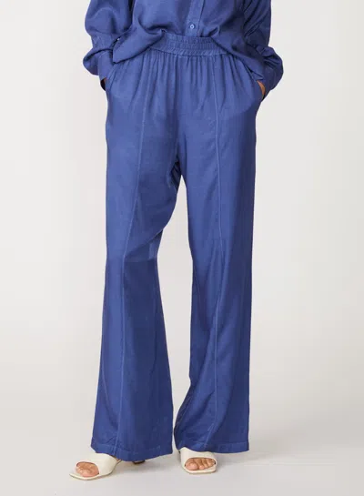 STATESIDE VISCOSE SATIN PULL-ON TROUSER IN DENIM